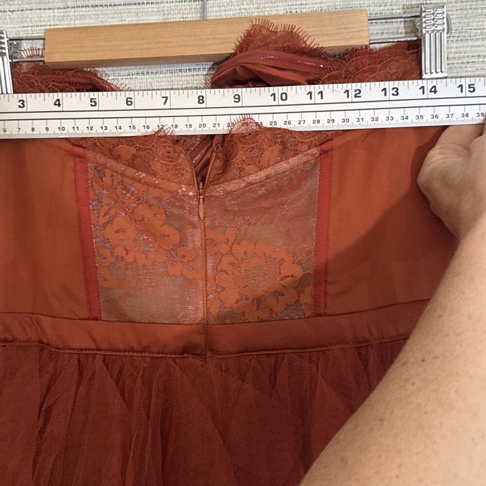 For Love & Lemons X REVOLVE Bustier Gown Rust corset lace strapless Large - Picture 11 of 12